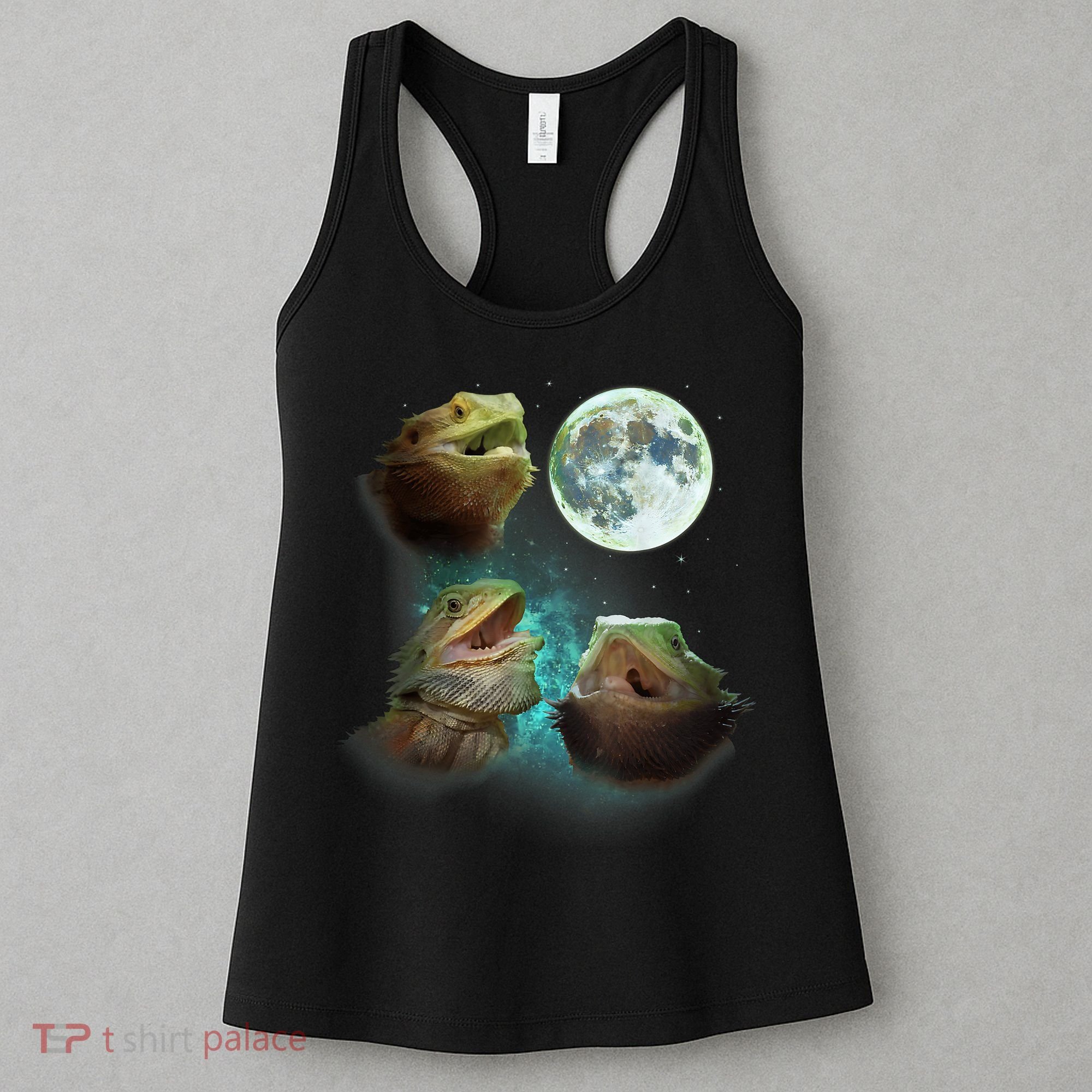Three Bearded Dragons Howl At Moon 3 Wolfs Wolves Parody Women's Tank Top