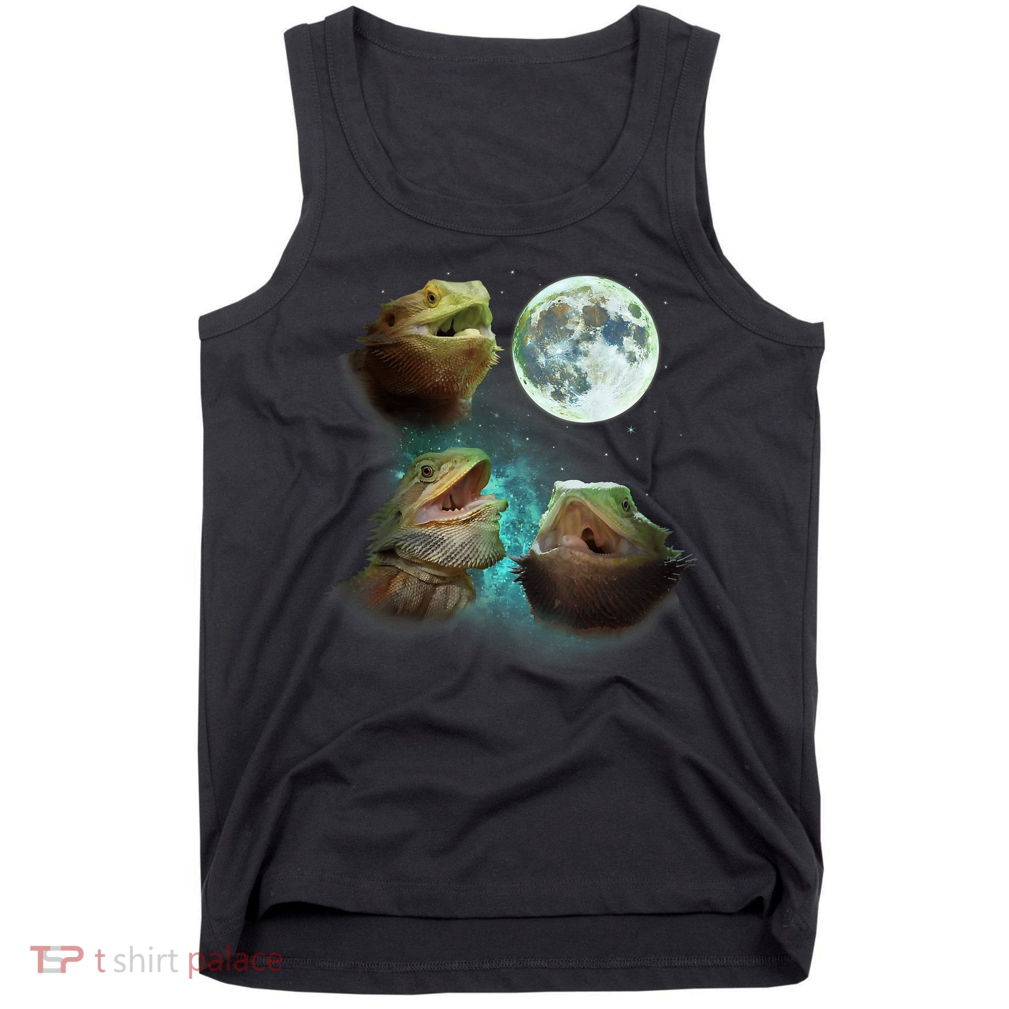 Three Bearded Dragons Howl At Moon 3 Wolfs Wolves Parody Tank Top