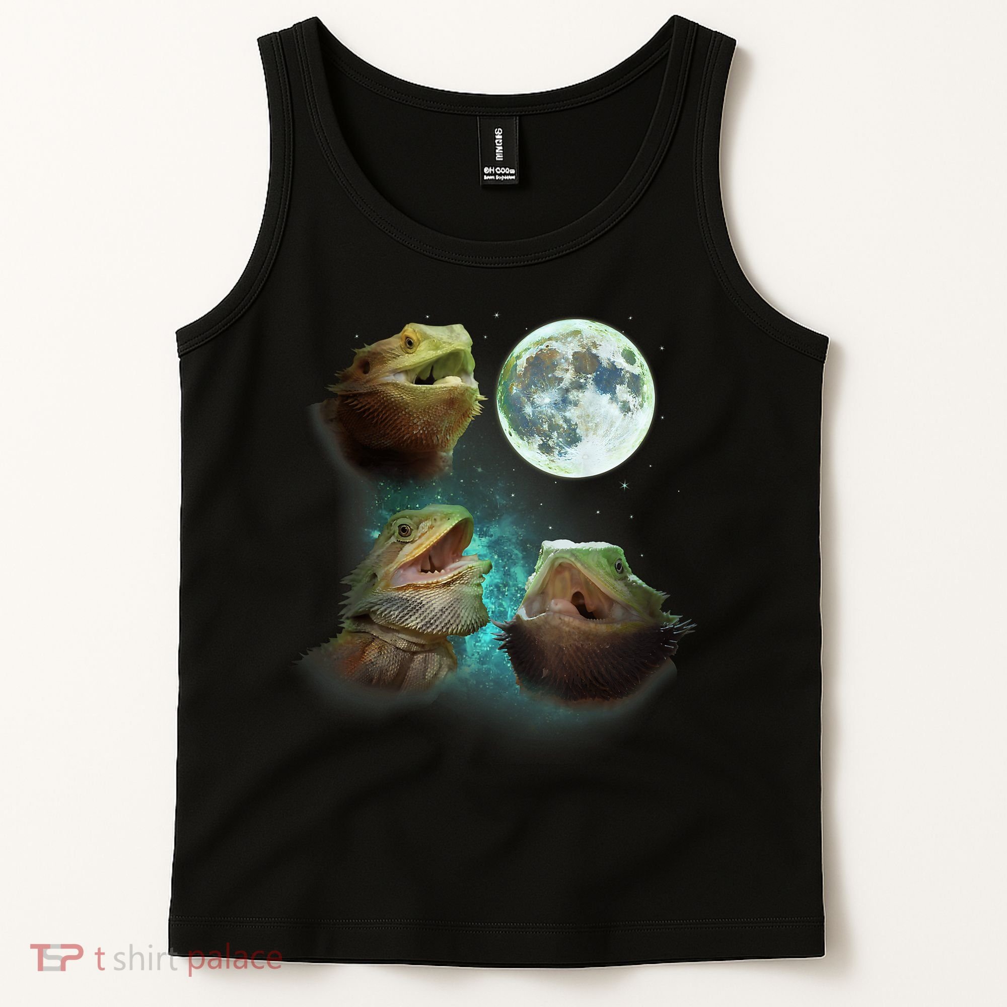 Three Bearded Dragons Howl At Moon 3 Wolfs Wolves Parody Tank Top