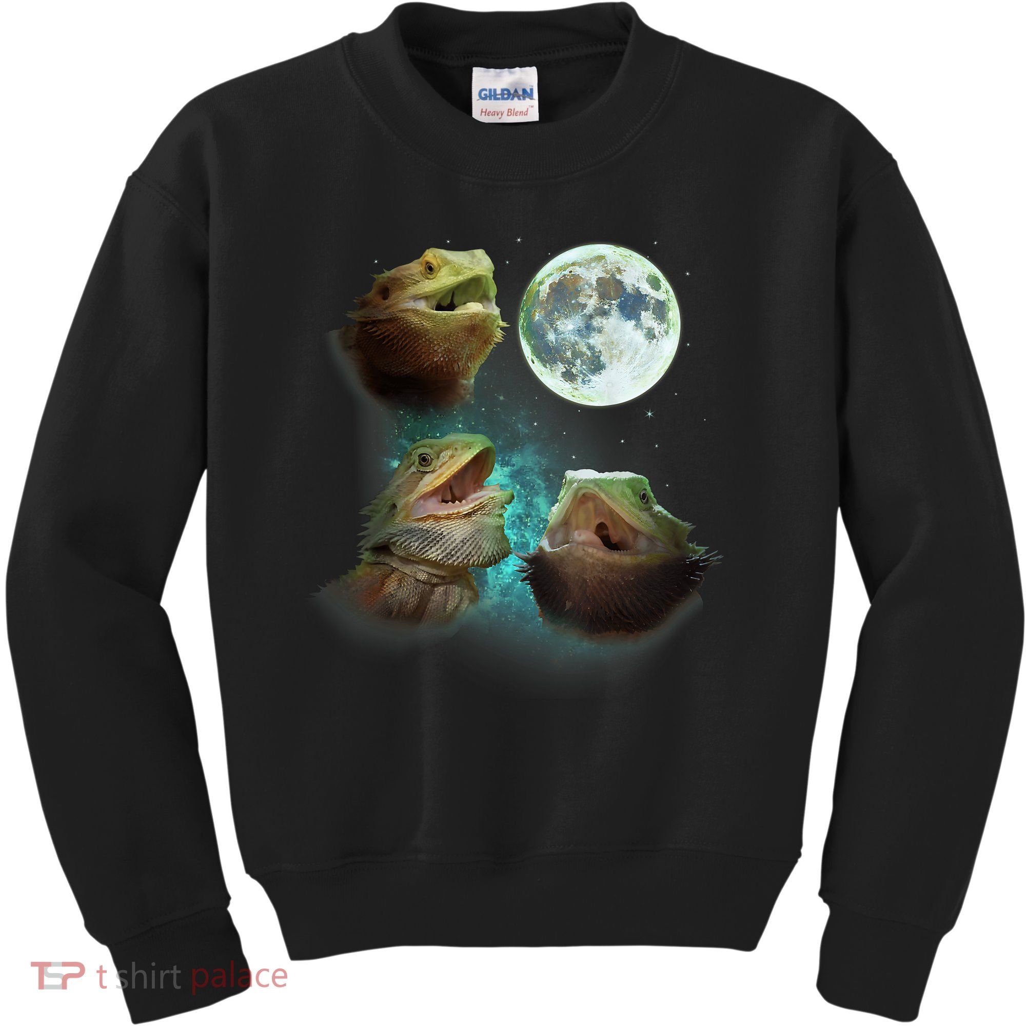 Three Bearded Dragons Howl At Moon 3 Wolfs Wolves Parody Kids Sweatshirt