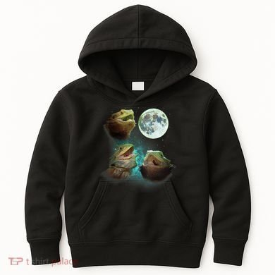 Three Bearded Dragons Howl At Moon 3 Wolfs Wolves Parody Kids Hoodie