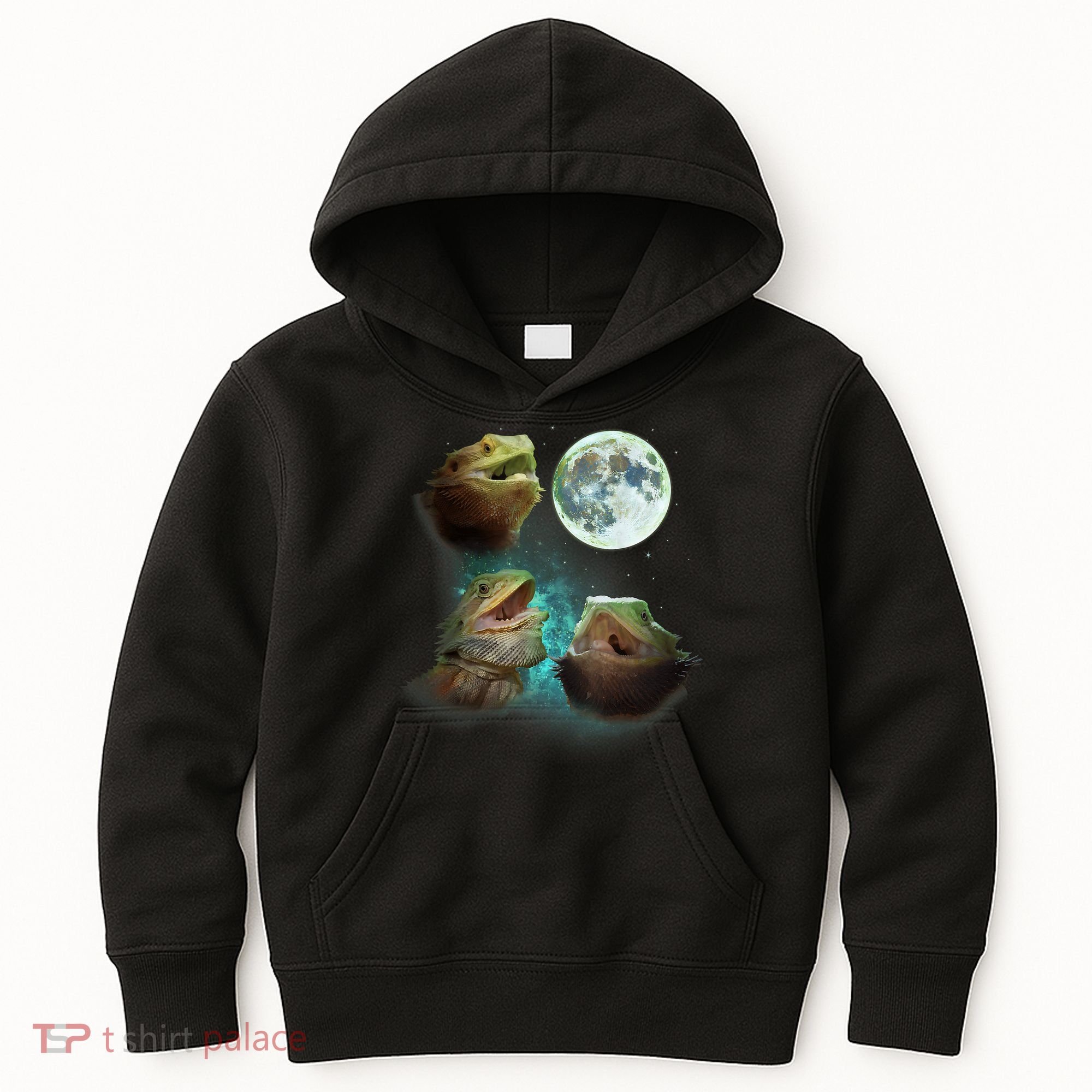 Three Bearded Dragons Howl At Moon 3 Wolfs Wolves Parody Kids Hoodie