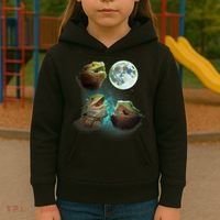 Three Bearded Dragons Howl At Moon 3 Wolfs Wolves Parody Kids Hoodie thumb 3