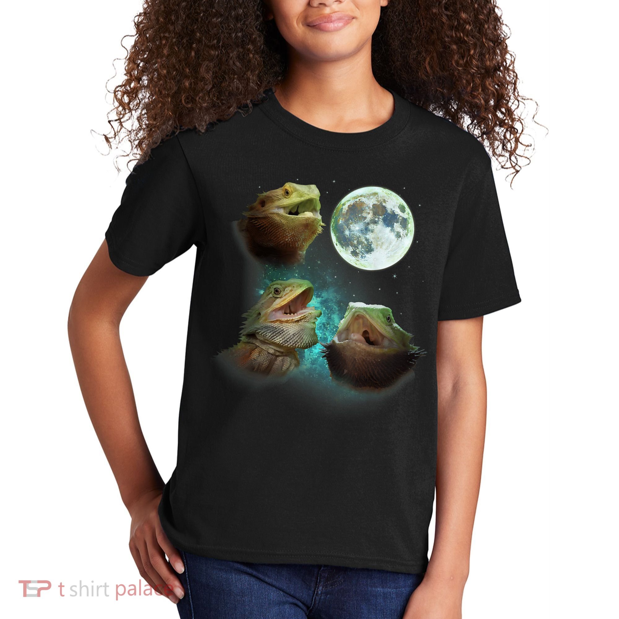 Three Bearded Dragons Howl At Moon 3 Wolfs Wolves Parody Kids T-Shirt