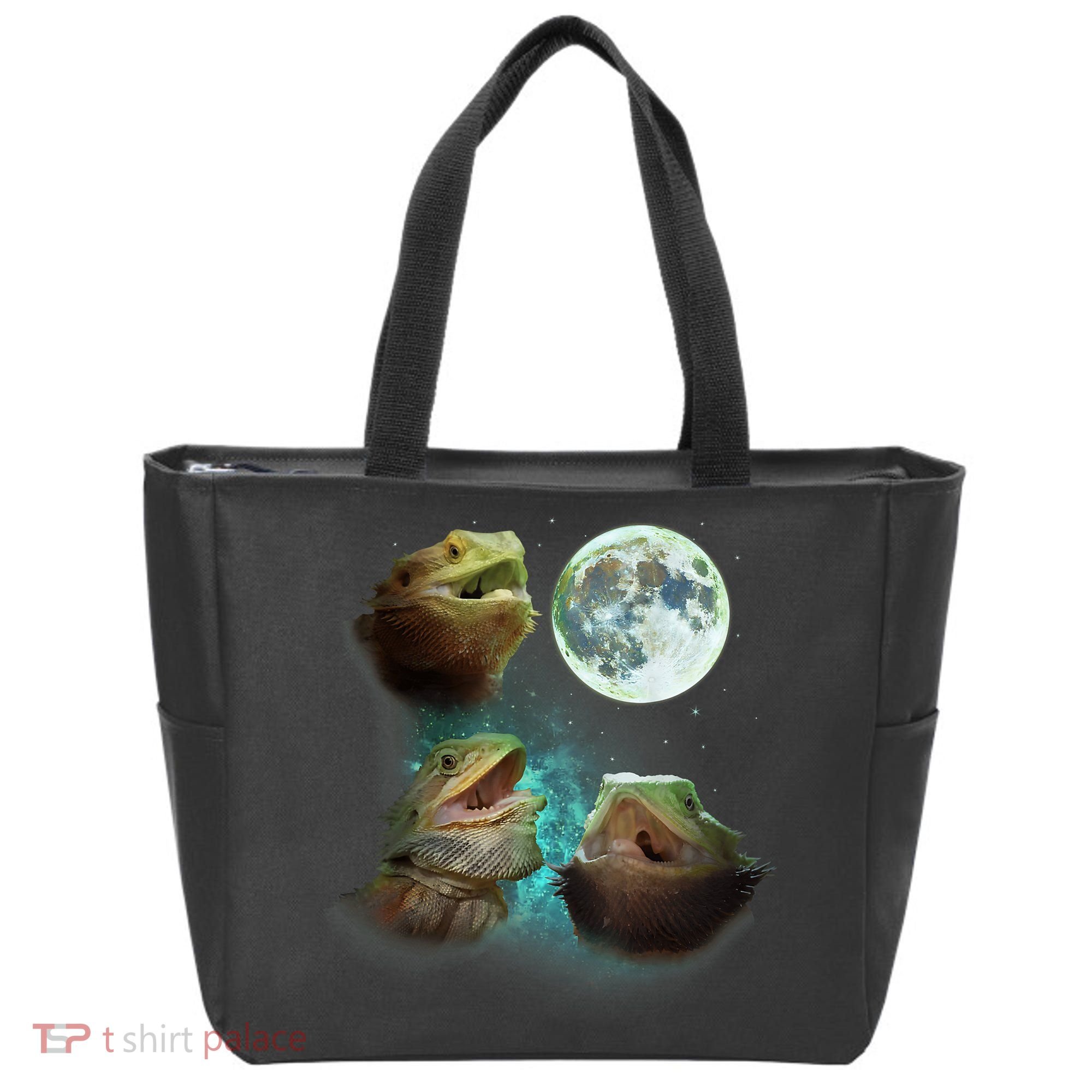 Three Bearded Dragons Howl At Moon 3 Wolfs Wolves Parody Tote Bag