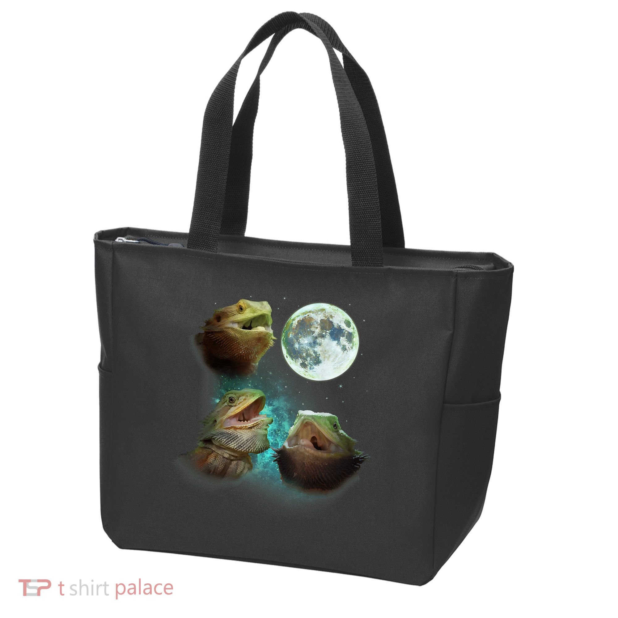 Three Bearded Dragons Howl At Moon 3 Wolfs Wolves Parody Tote Bag