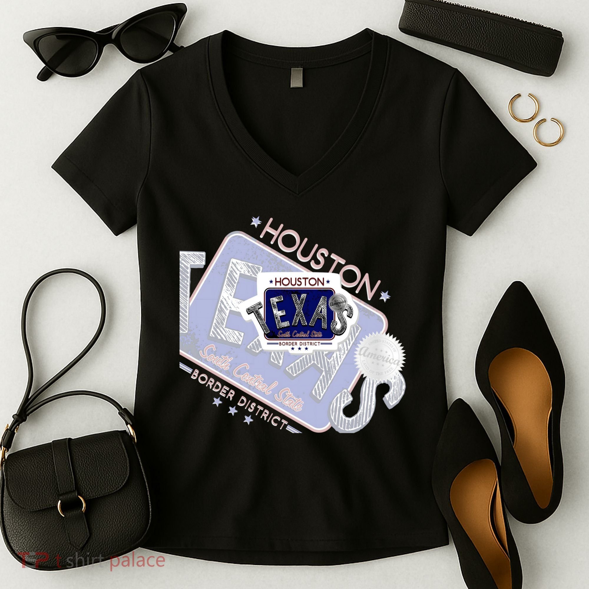 Texas Border District Cool State Logo Women's V-Neck T-Shirt