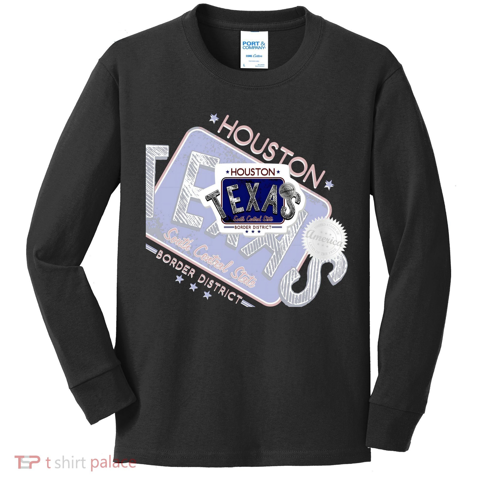 Texas Border District Cool State Logo Kids Long Sleeve Shirt