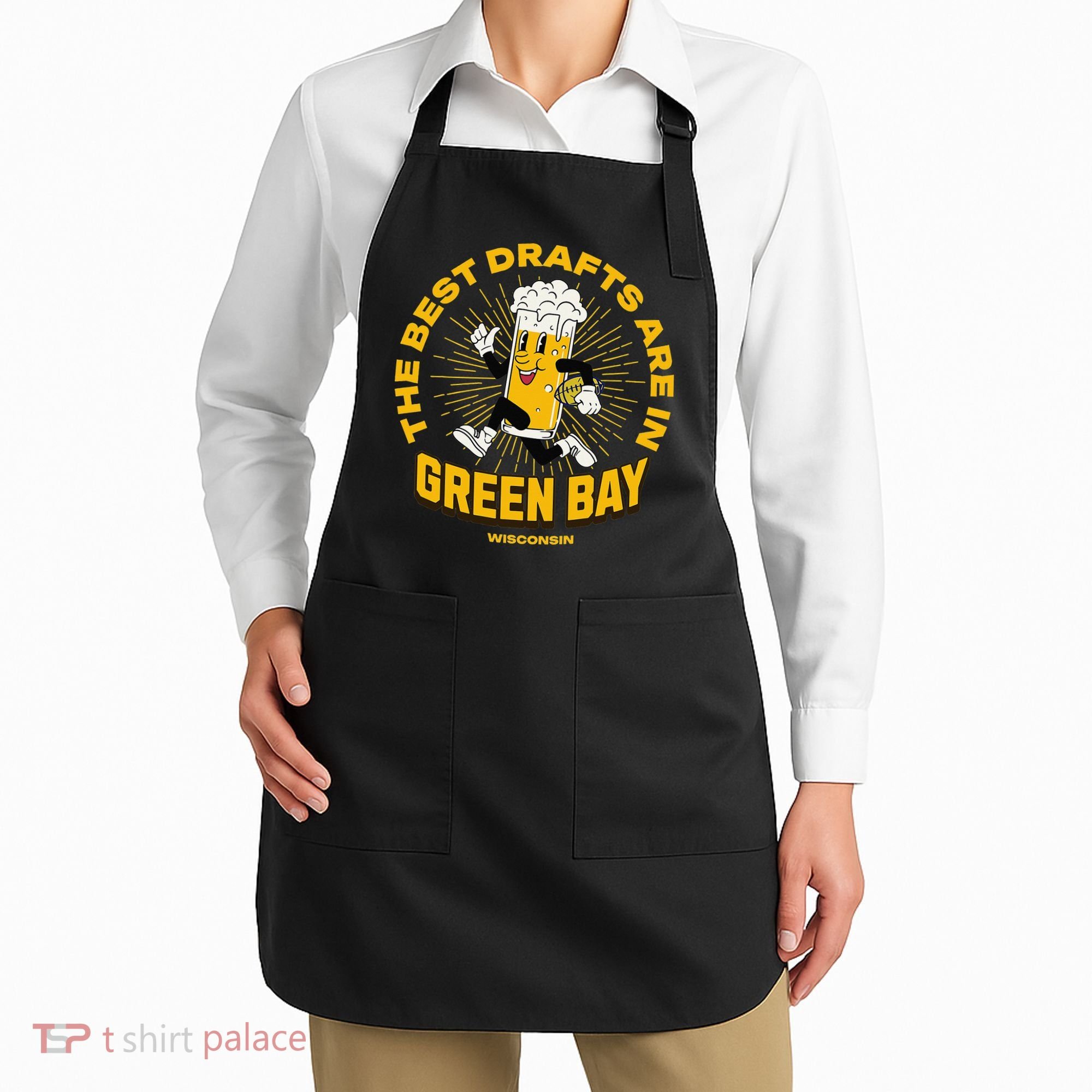 The Best Drafts Are In Green Bay Wisconsin Beer Mascot Gift Apron