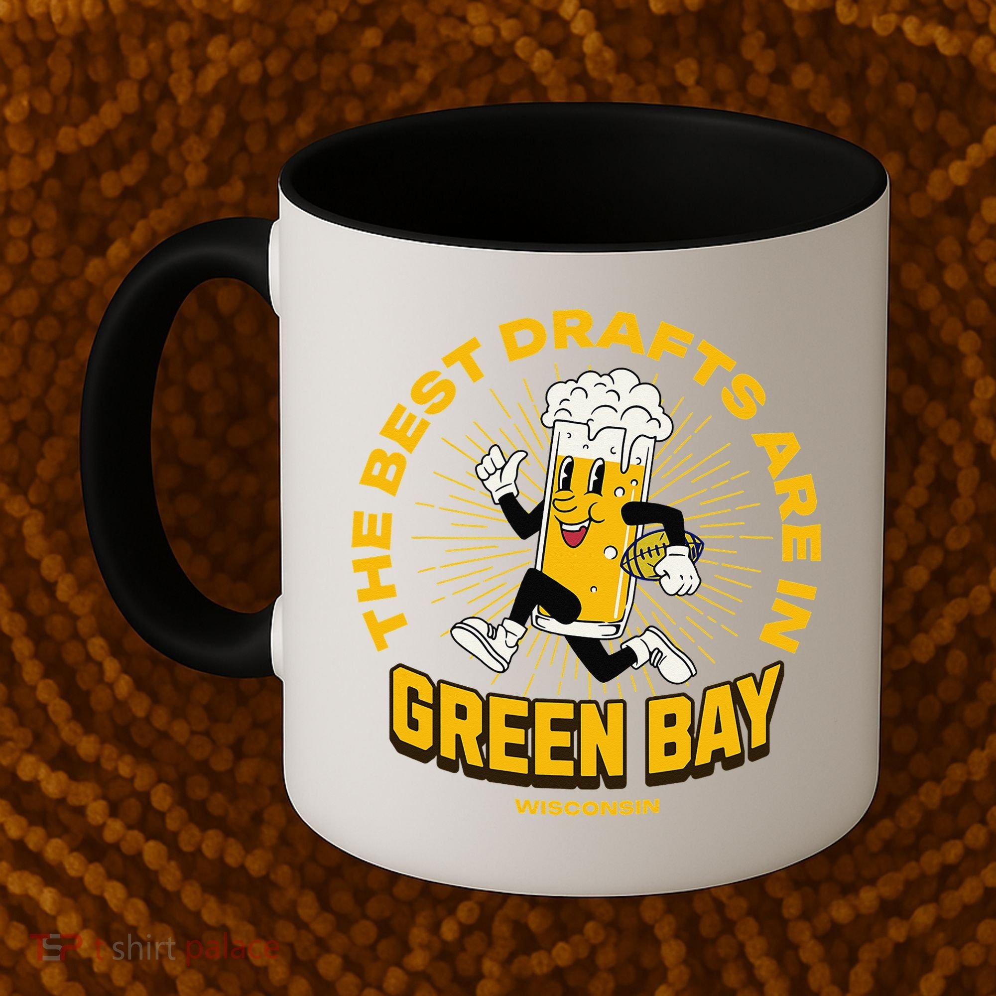 The Best Drafts Are In Green Bay Wisconsin Beer Mascot Gift Coffee Mug
