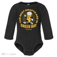 The Best Drafts Are In Green Bay Wisconsin Beer Mascot Gift Baby Long Sleeve Bodysuit thumb 0