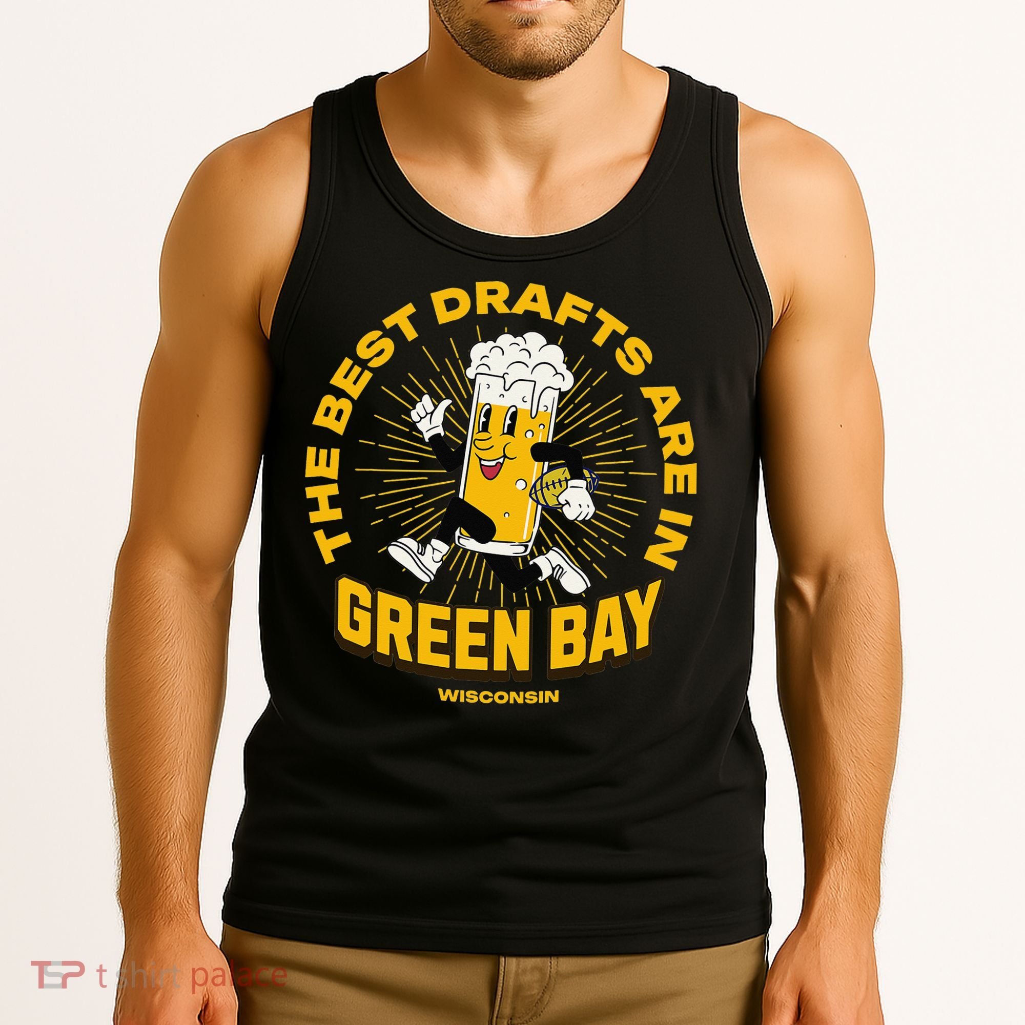 The Best Drafts Are In Green Bay Wisconsin Beer Mascot Gift Tank Top