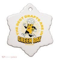 The Best Drafts Are In Green Bay Wisconsin Beer Mascot Gift Ceramic Ornament thumb 0