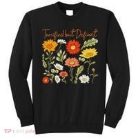 Terrified But Defiant Boho Floral Subtle Anti Trump Flower Sweatshirt thumb 0