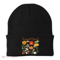 Terrified But Defiant Boho Floral Subtle Anti Trump Flower Beanie thumb 0