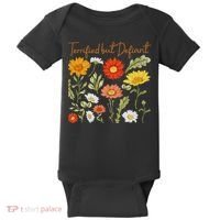 Terrified But Defiant Boho Floral Subtle Anti Trump Flower Baby Bodysuit thumb 0