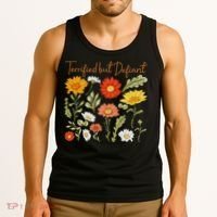 Terrified But Defiant Boho Floral Subtle Anti Trump Flower Tank Top thumb 3