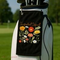 Terrified But Defiant Boho Floral Subtle Anti Trump Flower Golf Towel thumb 2