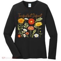 Terrified But Defiant Boho Floral Subtle Anti Trump Flower Women's Long Sleeve Shirt thumb 0
