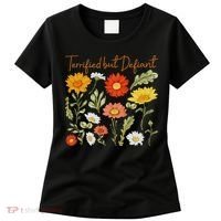 Terrified But Defiant Boho Floral Subtle Anti Trump Flower Women's T-Shirt thumb 0