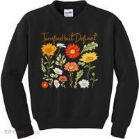 Terrified But Defiant Boho Floral Subtle Anti Trump Flower Kids Sweatshirt thumb 0