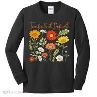 Terrified But Defiant Boho Floral Subtle Anti Trump Flower Kids Long Sleeve Shirt thumb 0