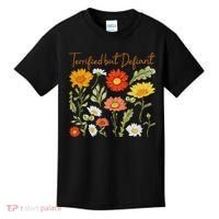 Terrified But Defiant Boho Floral Subtle Anti Trump Flower Kids T-Shirt thumb 0