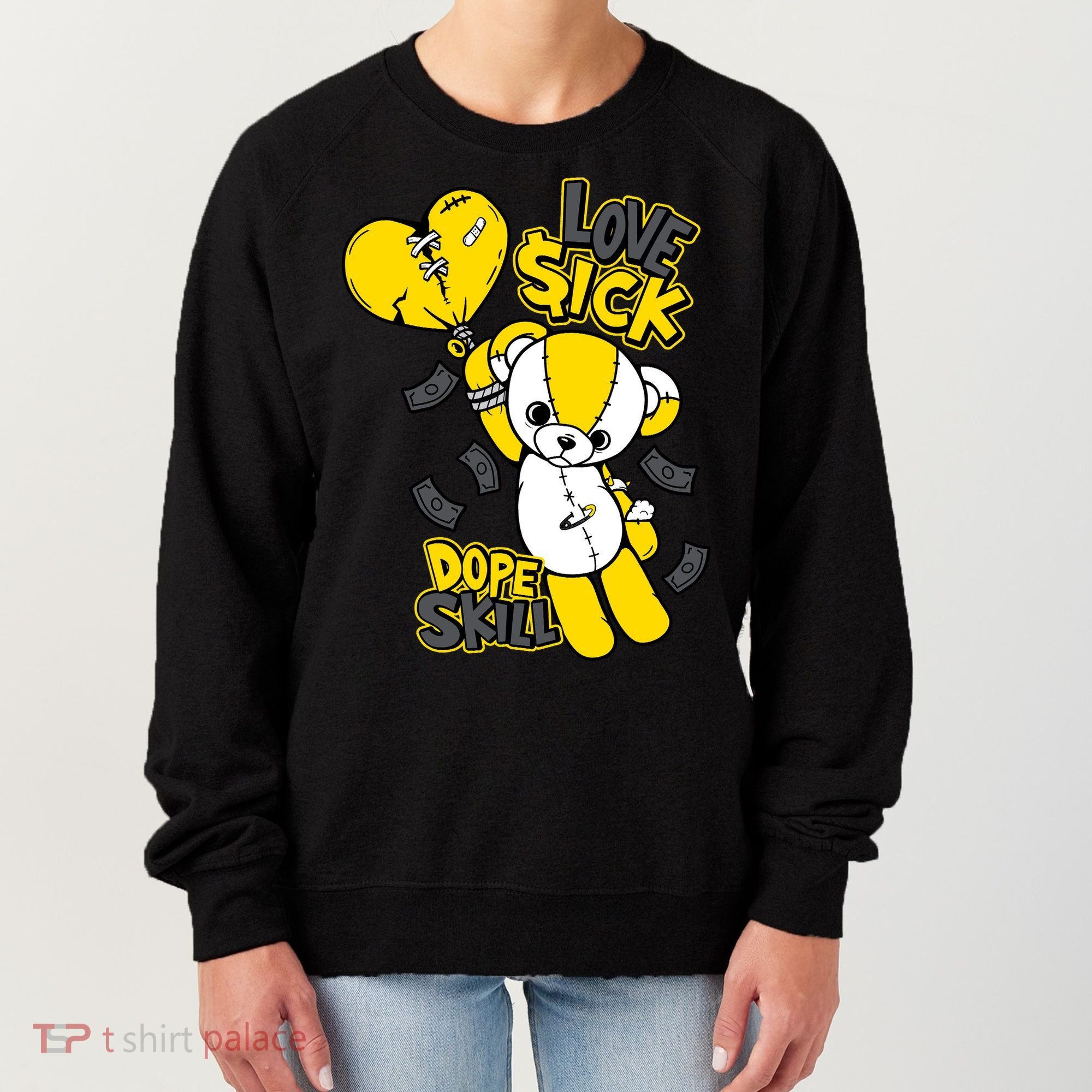 Teddy Bear Dope Skill Love Sick Flying Balloon Women's Sweatshirt