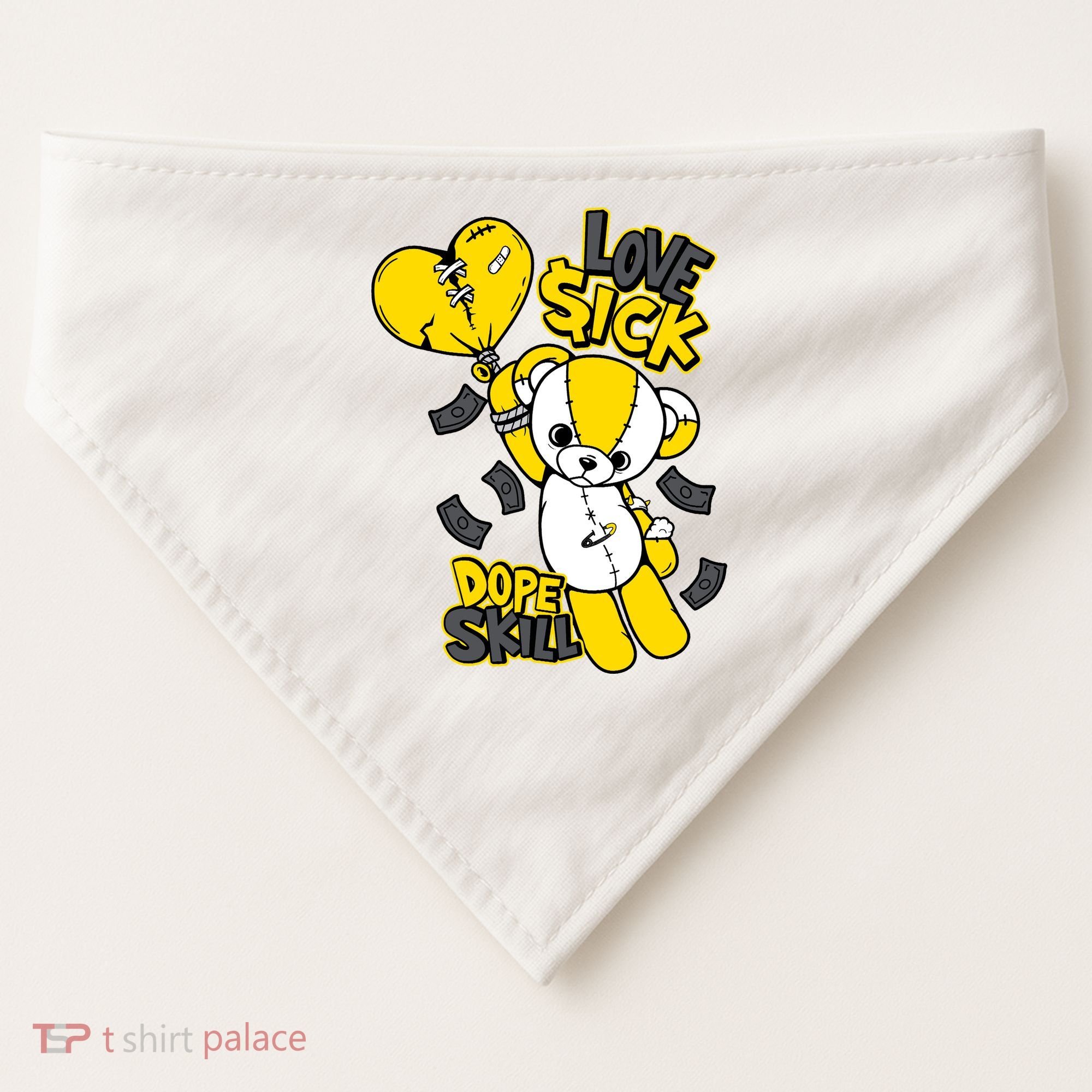 Teddy Bear Dope Skill Love Sick Flying Balloon USA-Made Doggie Bandana