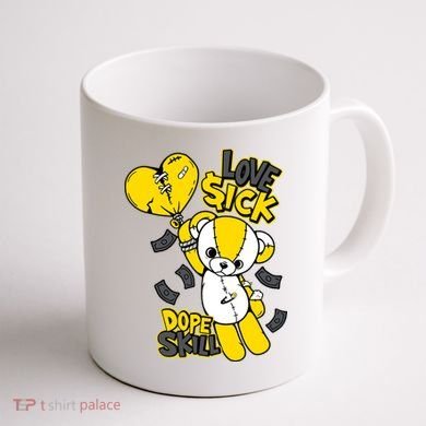 Teddy Bear Dope Skill Love Sick Flying Balloon Coffee Mug back