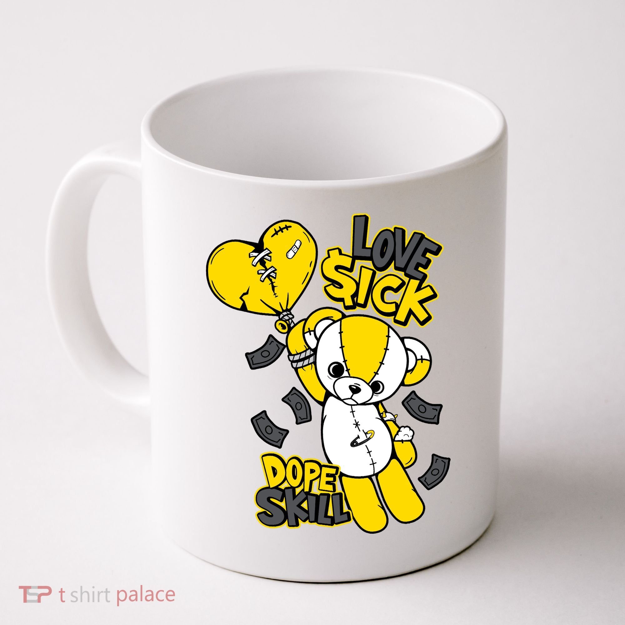 Teddy Bear Dope Skill Love Sick Flying Balloon Coffee Mug