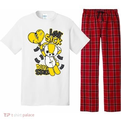 Teddy Bear Dope Skill Love Sick Flying Balloon Pajama Set