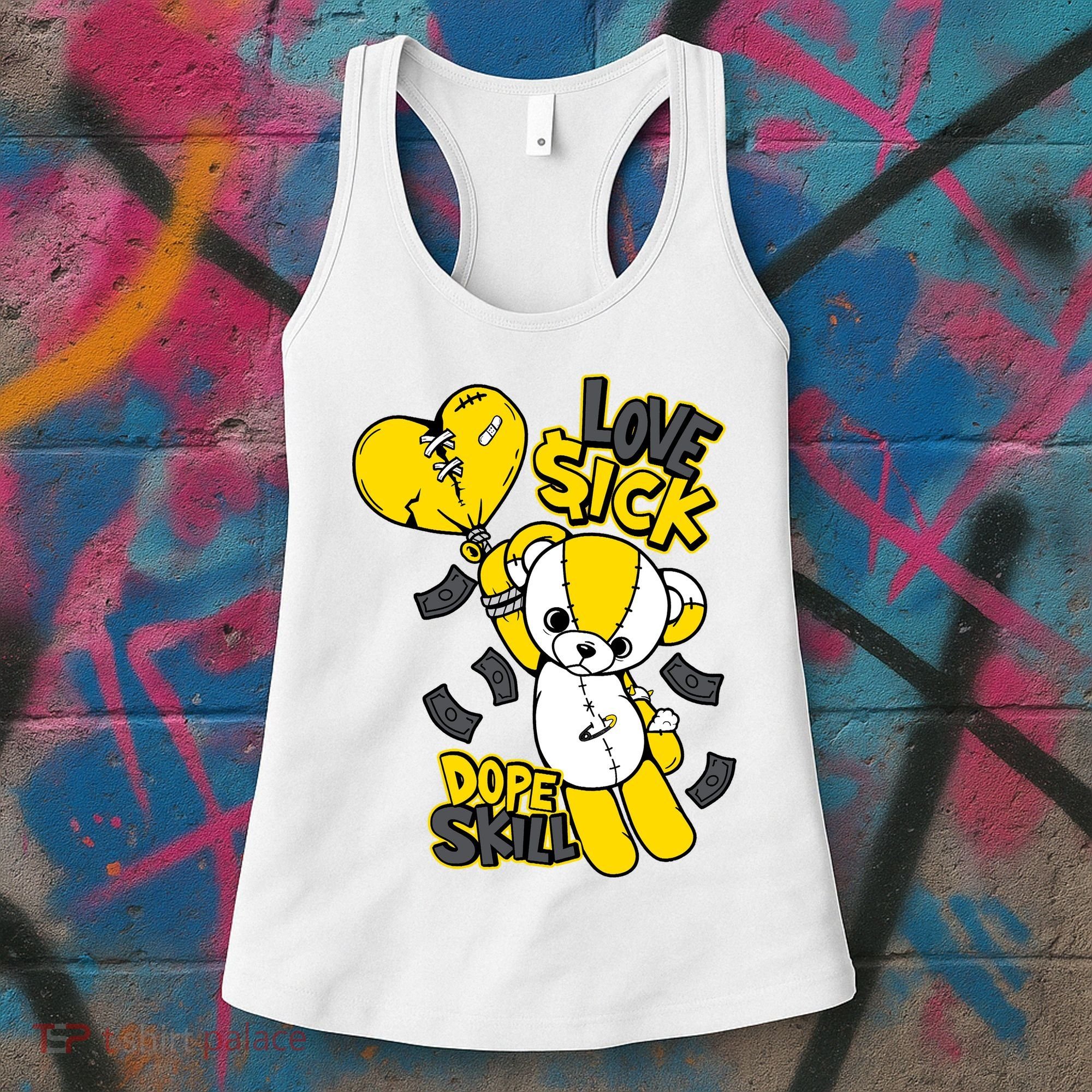 Teddy Bear Dope Skill Love Sick Flying Balloon Women's Tank Top