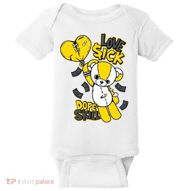 Teddy Bear Dope Skill Love Sick Flying Balloon Baby Bodysuit