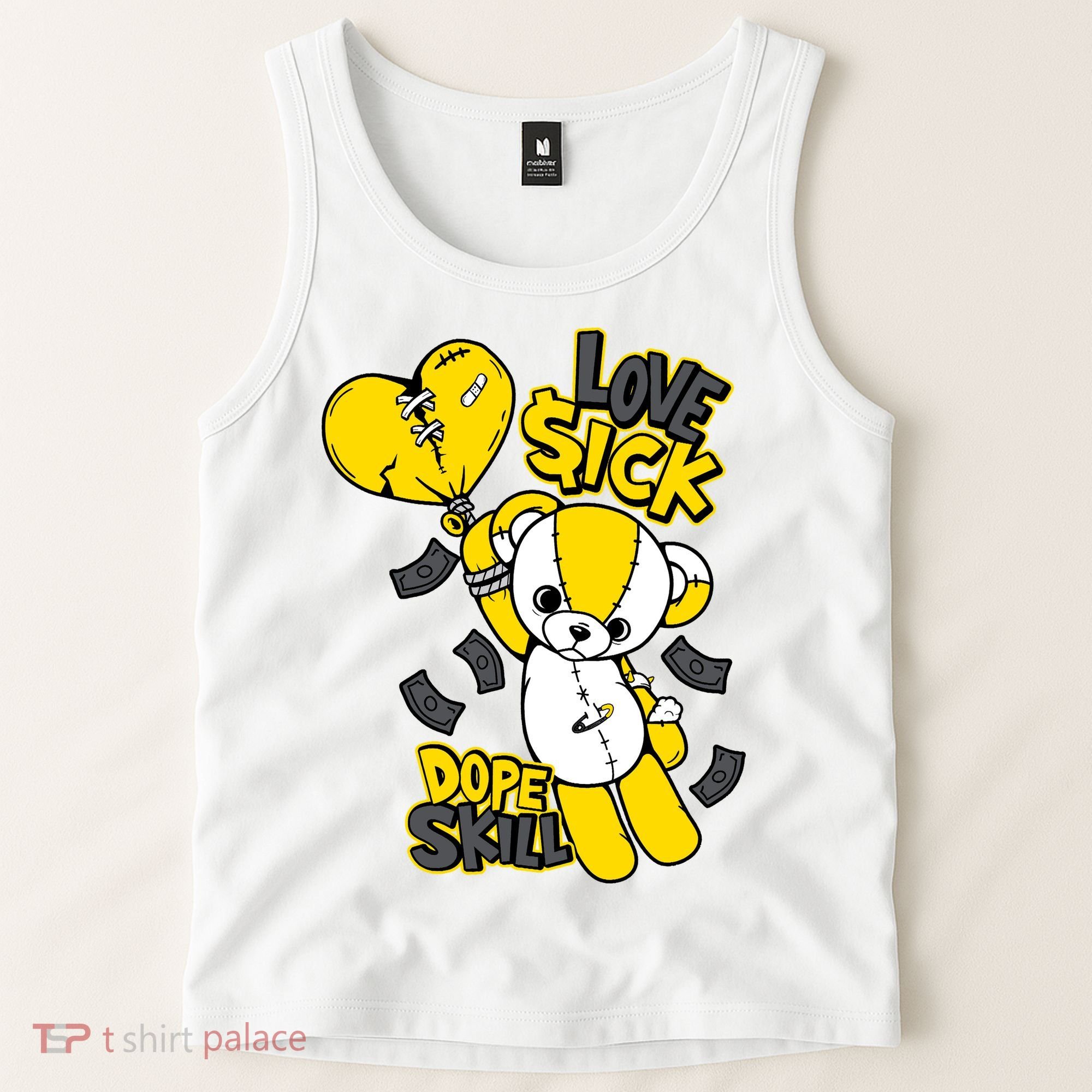 Teddy Bear Dope Skill Love Sick Flying Balloon Tank Top