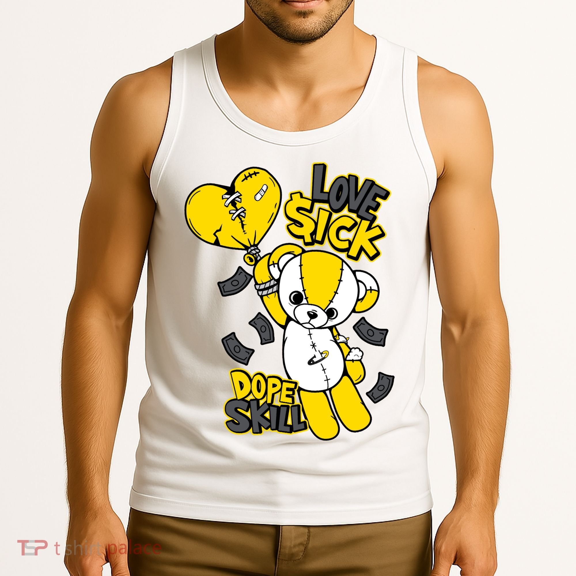 Teddy Bear Dope Skill Love Sick Flying Balloon Tank Top