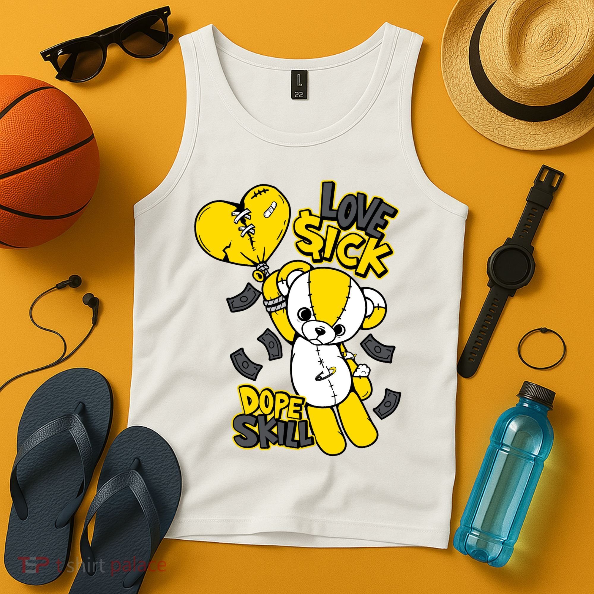 Teddy Bear Dope Skill Love Sick Flying Balloon Tank Top
