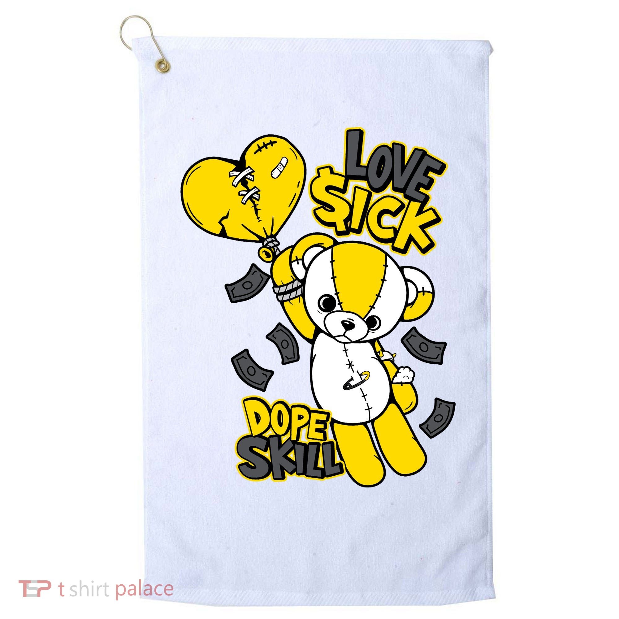 Teddy Bear Dope Skill Love Sick Flying Balloon Golf Towel