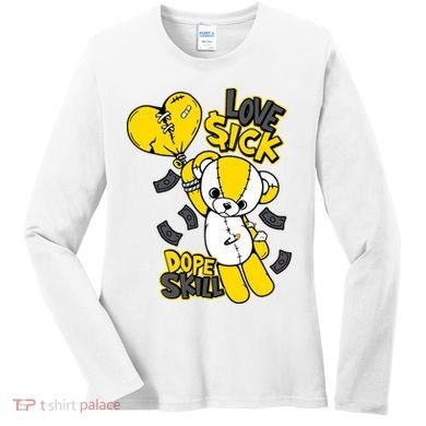 Teddy Bear Dope Skill Love Sick Flying Balloon Women's Long Sleeve Shirt