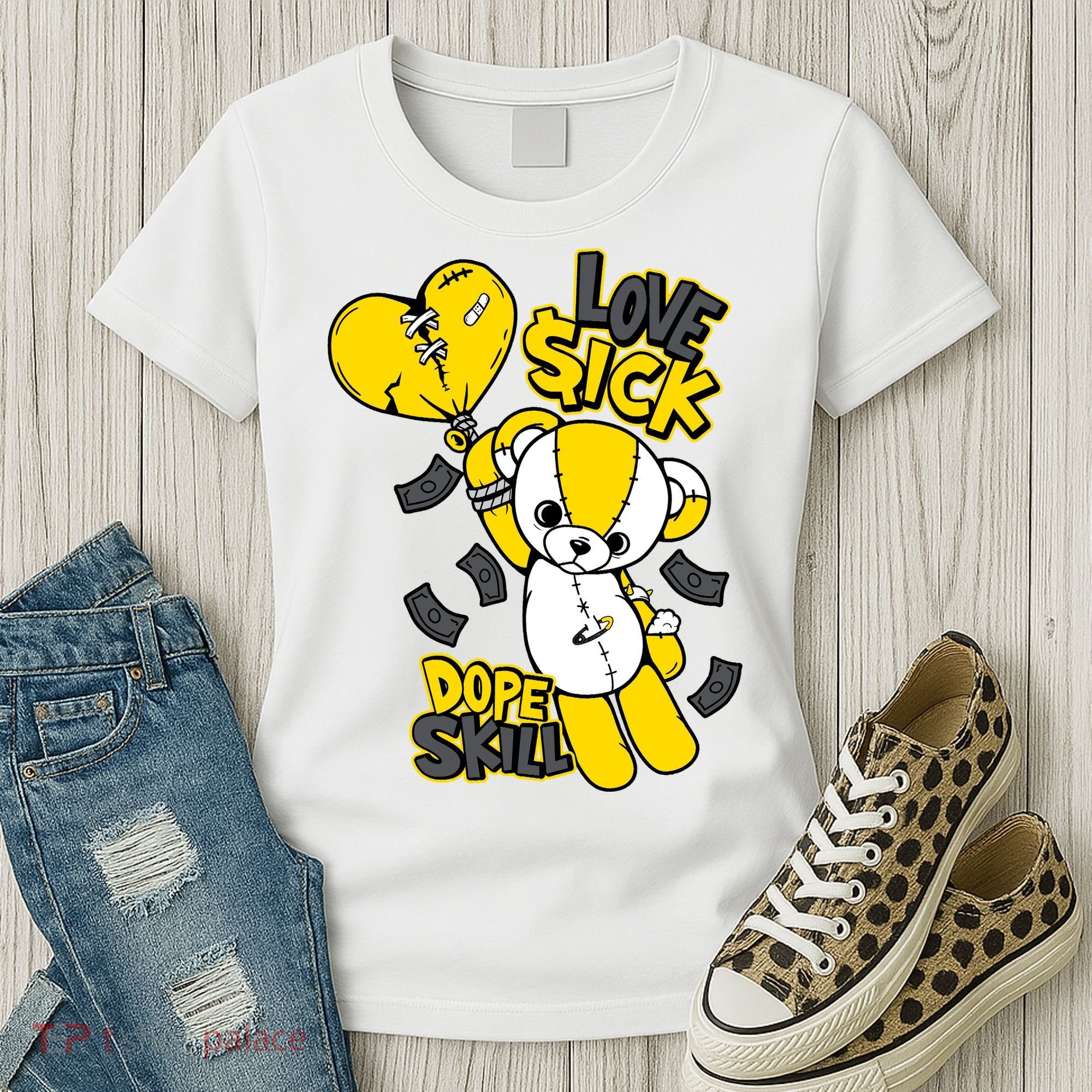 Teddy Bear Dope Skill Love Sick Flying Balloon Women's T-Shirt