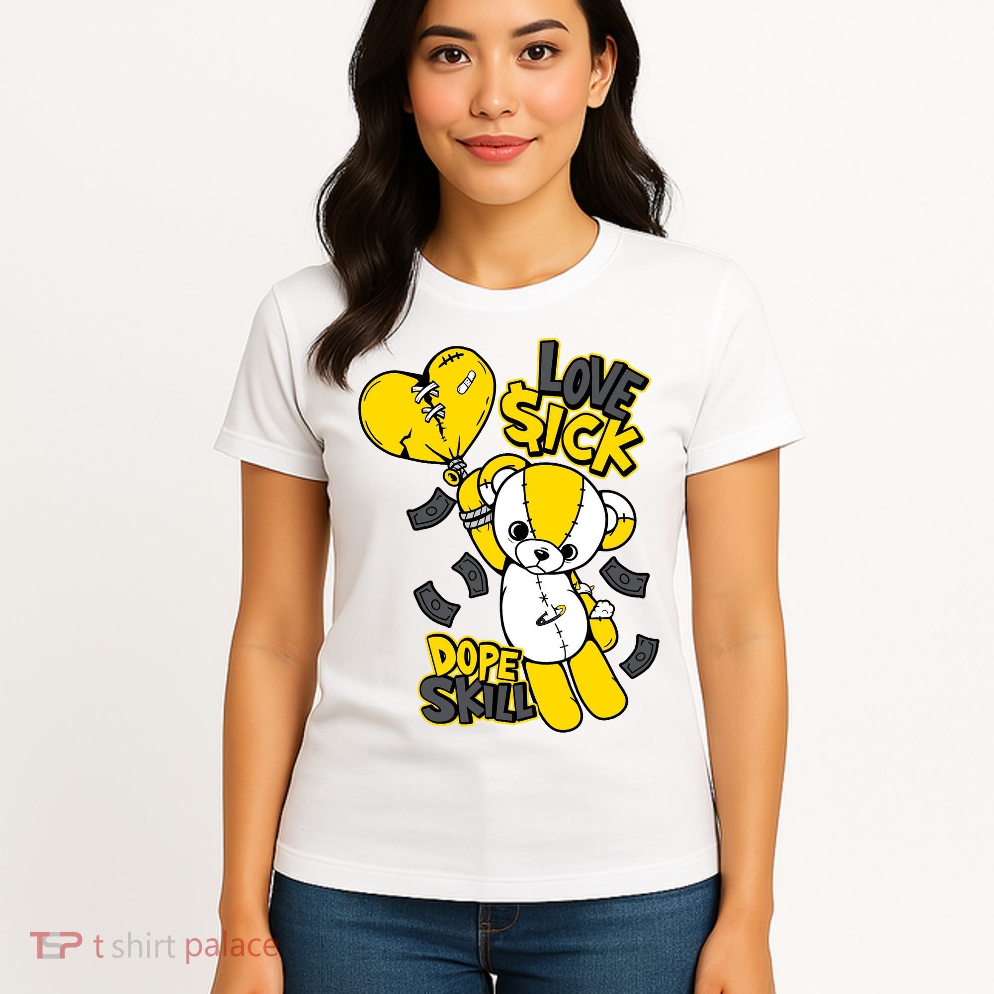 Teddy Bear Dope Skill Love Sick Flying Balloon Women's T-Shirt