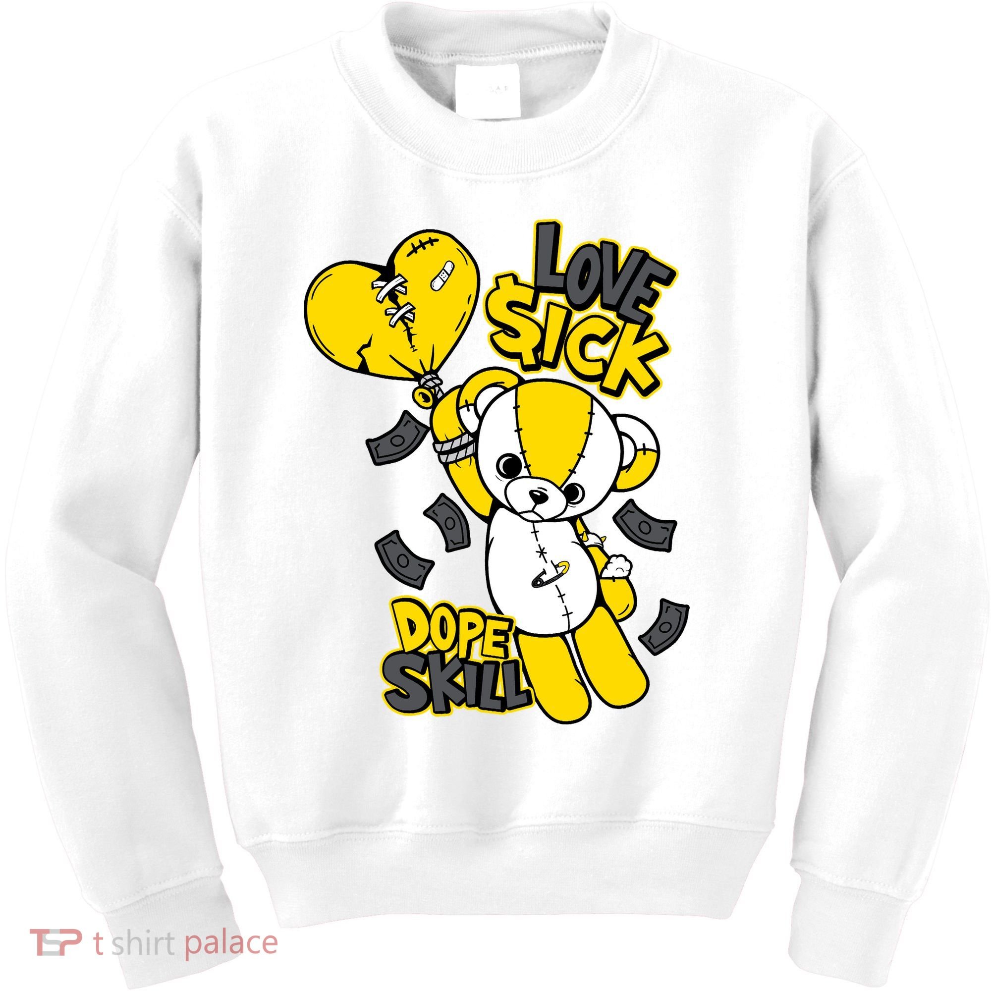 Teddy Bear Dope Skill Love Sick Flying Balloon Kids Sweatshirt