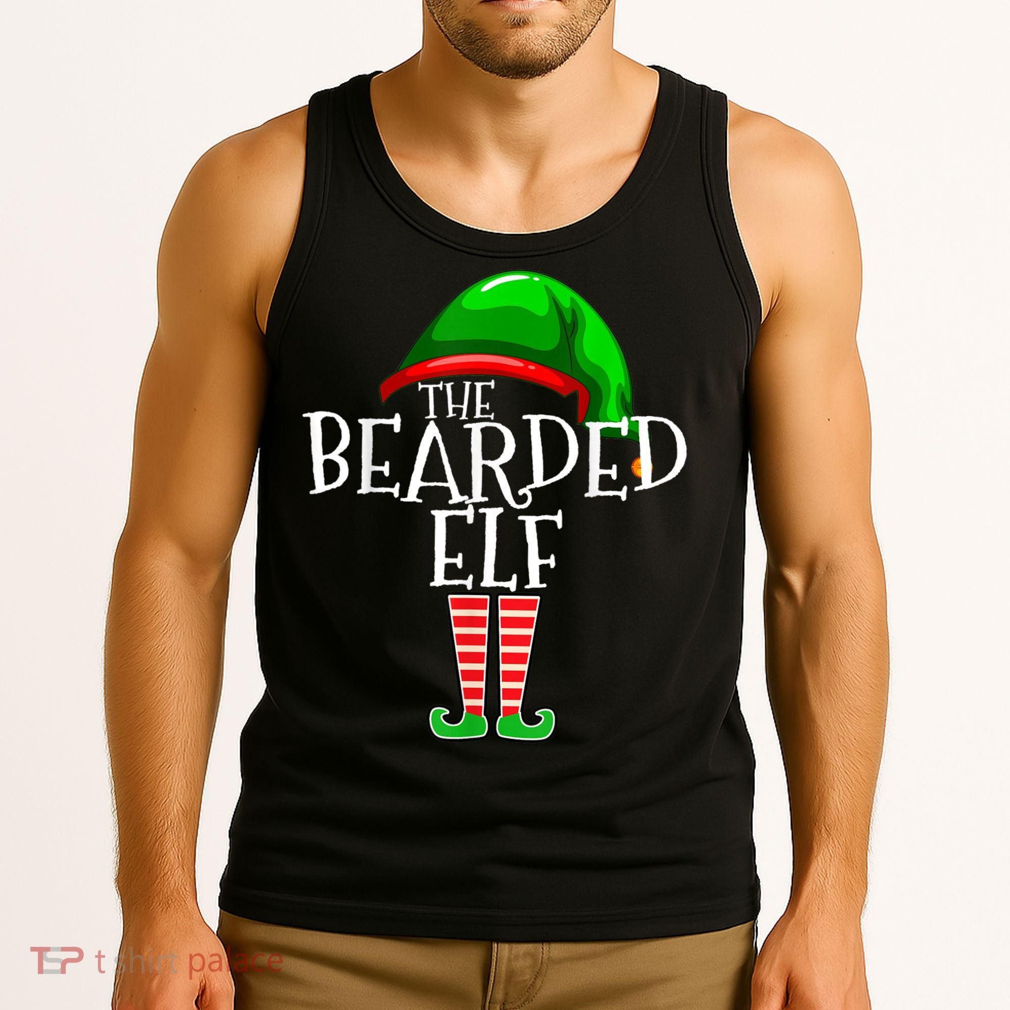 The Bearded Elf Family Matching Group Christmas Beard Tank Top