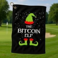 The Bitcoin Elf Funny Family Matching Christmas Golf Towel thumb 1