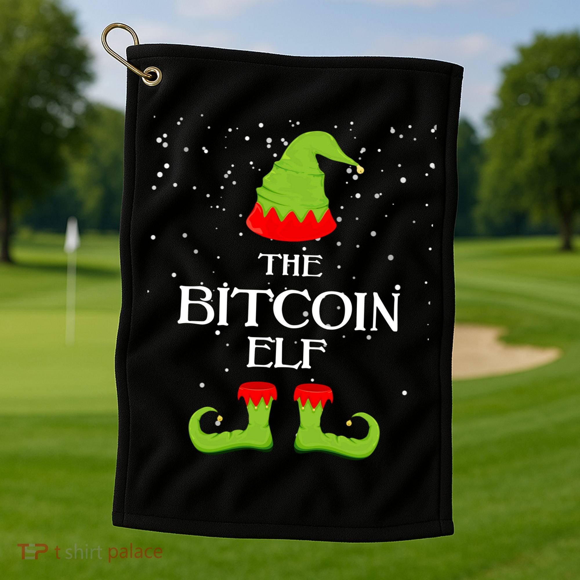 The Bitcoin Elf Funny Family Matching Christmas Golf Towel