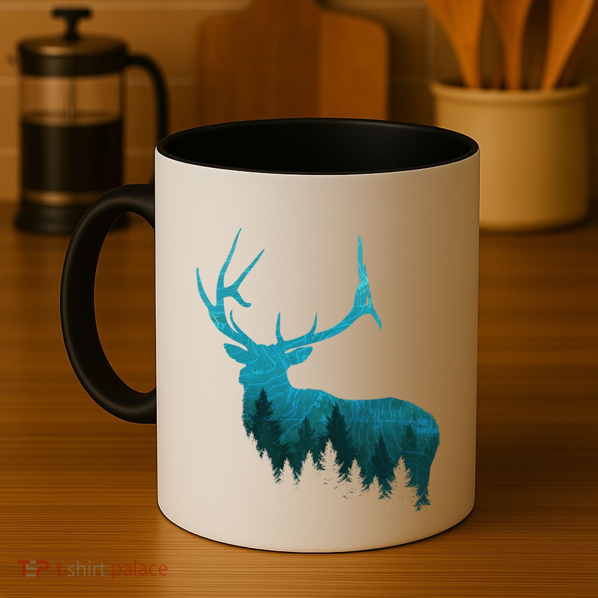 Topographical Bull Elk Deer Hunting Antlers Deer Hunters Gift Coffee Mug
