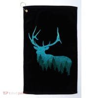 Topographical Bull Elk Deer Hunting Antlers Deer Hunters Gift Golf Towel thumb 0