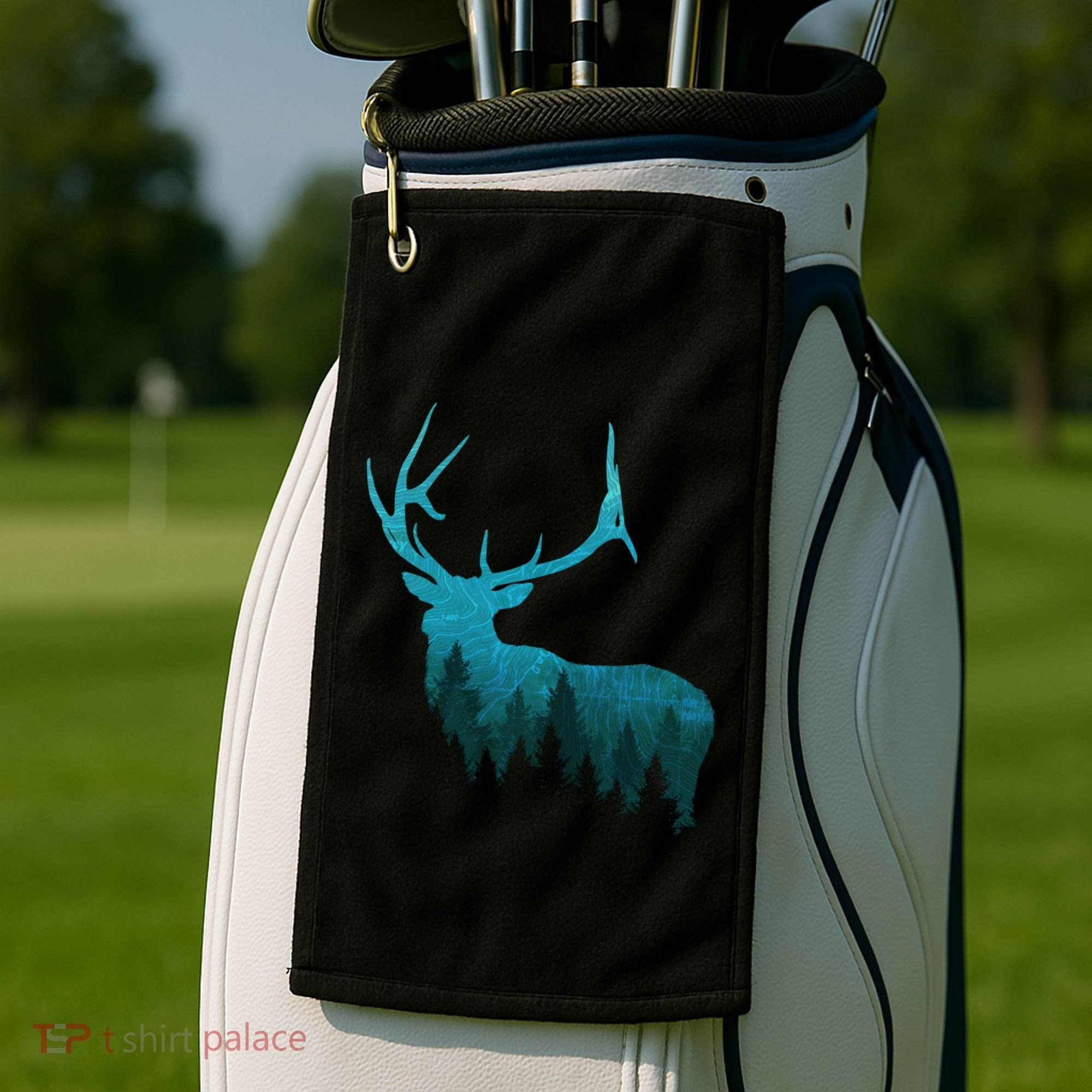 Topographical Bull Elk Deer Hunting Antlers Deer Hunters Gift Golf Towel