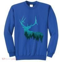 Topographical Bull Elk Deer Hunting Antlers Deer Hunters Gift Sweatshirt thumb 0