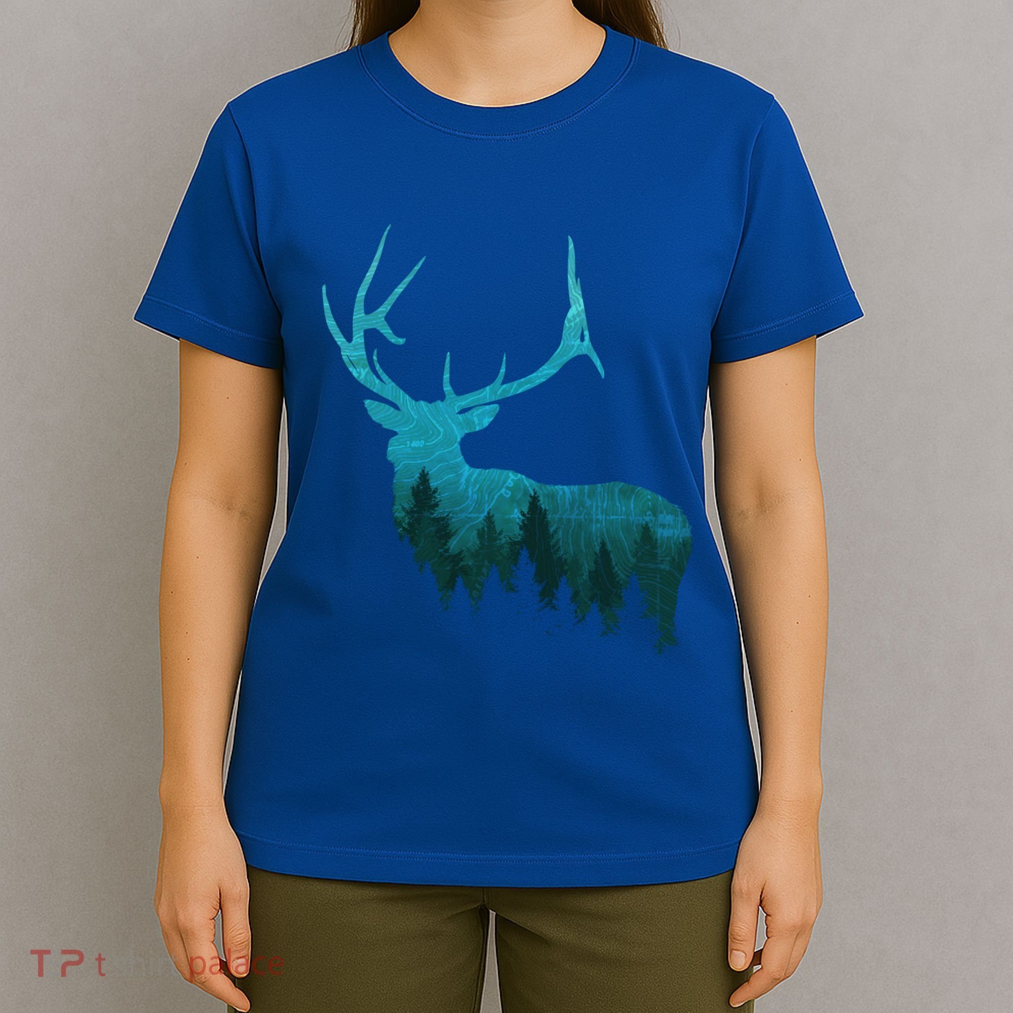 Topographical Bull Elk Deer Hunting Antlers Deer Hunters Gift T-Shirt